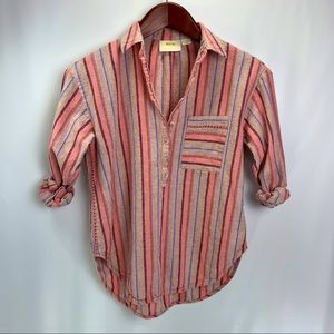 4/$25 Maeve Anthropologie Popover. Front Pocket Crochet Details. Size XS